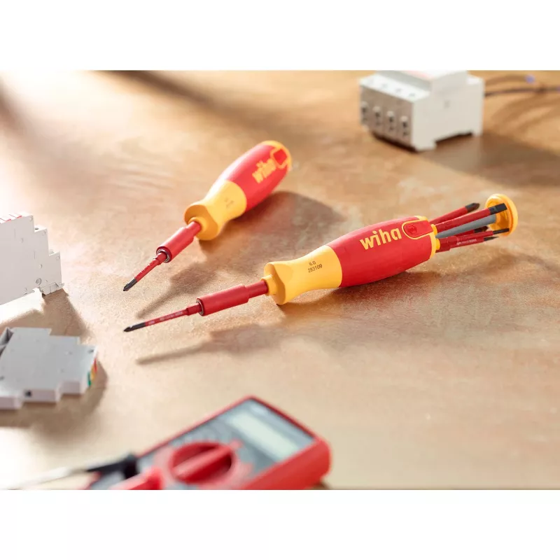 Skrūvgriežu komplekts wiha 41157 LiftUp electric, izolēts sarkans/dzeltens, 7 daļas