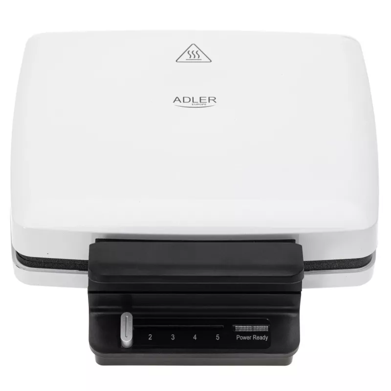 Vafeļu panna Adler AD 3085 — 1200 W, 2 taisnstūra vafeles 9×13 cm, regulējama temperatūra, nepiedegošas plāksnes