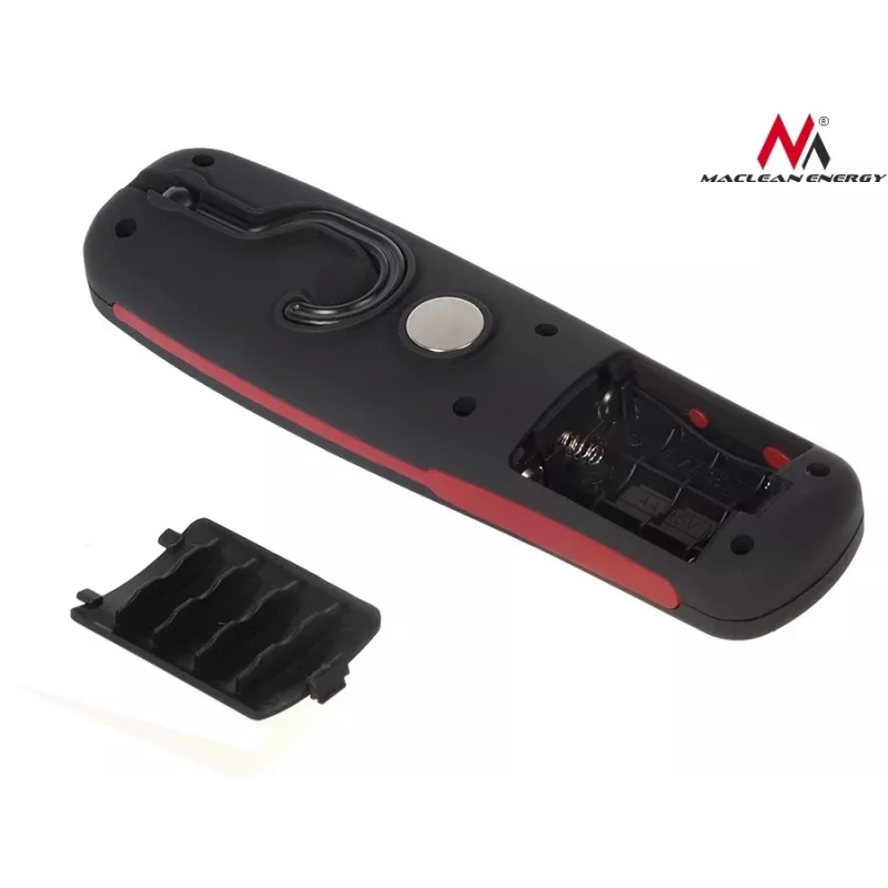 Darbnīcas lampa MACLEAN MCE03 — 24 LED, magnētiskā pamatne un āķis, darbināma ar baterijām (3×AAA)