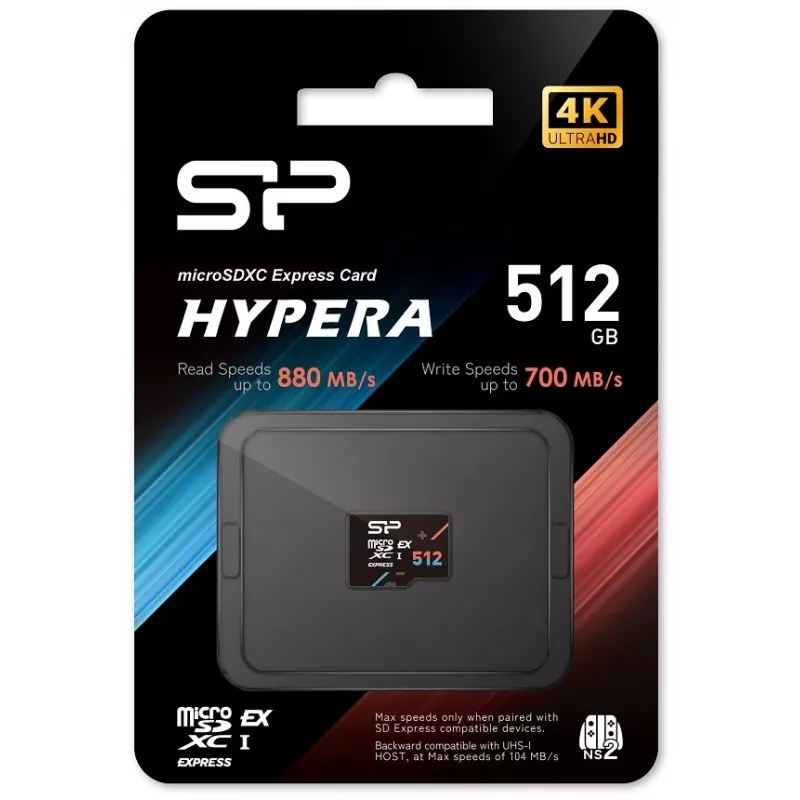 microSDXC atmiņas karte Silicon Power Hypera microSDXC Express 512 GB — UHS-I U3, V30, A1, 10. klase