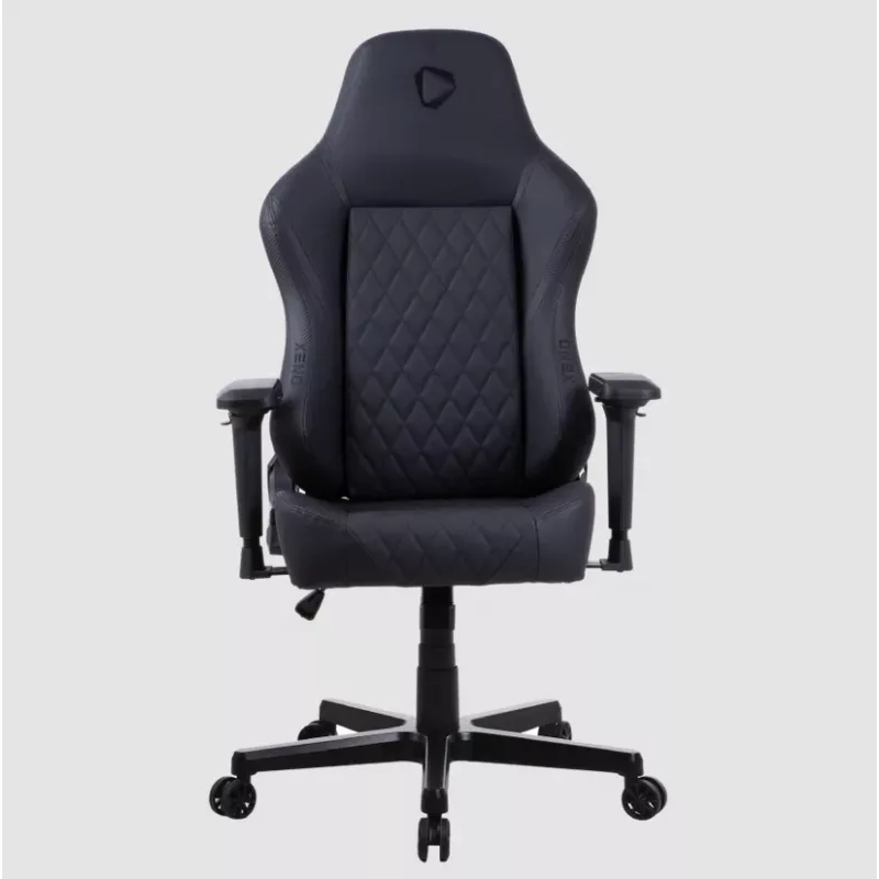 Spēļu krēsls Onex FX8 Formula X — ergonomisks sacīkšu stila sēdeklis, regulējami roku balsti, atgāšanās un slīpuma funkcijas, melns