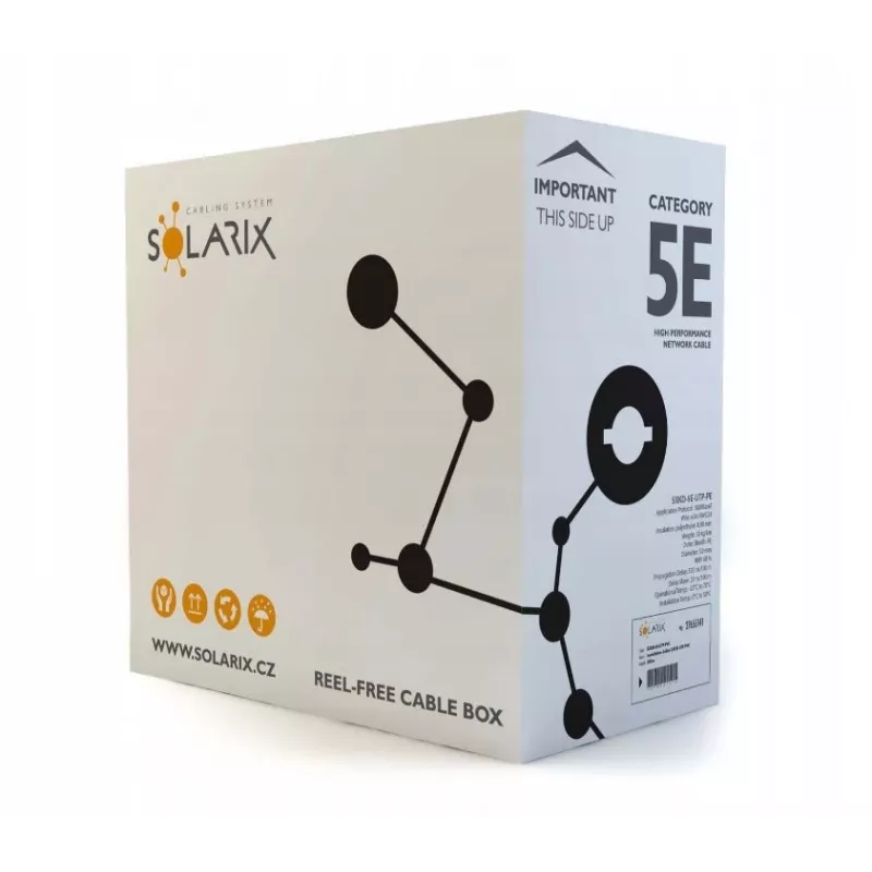 Tīkla kabelis Solarix SXKD-5E-UTP-PE UTP CAT5E 305 m melns