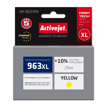Activejet AH-963YRX tinte (aizstāj HP 963XL 3JA29AE; Premium; 1760 lapas; 25 ml, dzeltena)