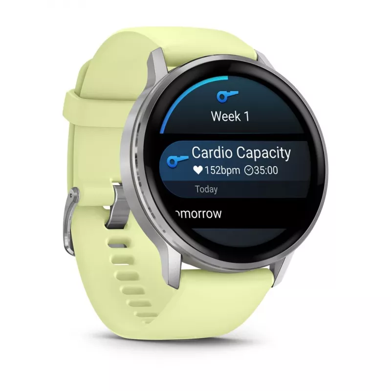 Garmin Venu 010-03014-02 viedpulkstenis / sporta pulkstenis 3.56 cm (1.4 inch) AMOLED 45 mm Digitāls 454 x 454 pikseļi Skārienekrāns Sudrabs Wi-Fi GPS (satelīts)