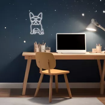 Neona gaisma MANTA Manta SNL66WH French Bulldog balta — dekoratīva LED neona izkārtne franču buldoga formā
