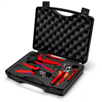 Kabeļu presēšanas knaibles Knipex 97 91 04 V01 pelēks oranžs sarkans 5 gab.