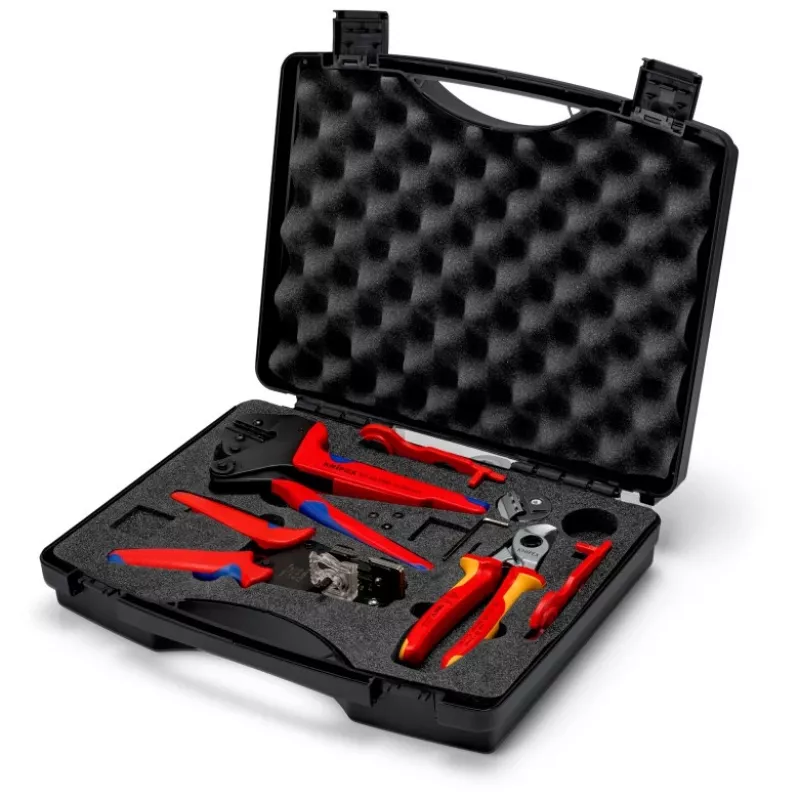 Kabeļu presēšanas knaibles Knipex 97 91 04 V01 pelēks oranžs sarkans 5 gab.