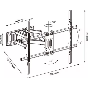 TV kronšteins TB TB-854 televizoriem līdz 100 collām, maks. 65 kg, VESA 800×600