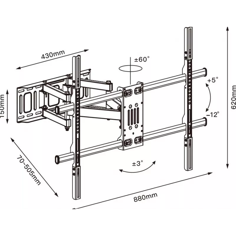 TV kronšteins TB TB-854 televizoriem līdz 100 collām, maks. 65 kg, VESA 800×600