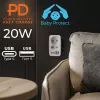 Strāvas sadalītājs MACLEAN MCE249 F/W — 2x elektrotīkla rozetes (16A + 6A) un 4x USB (2x A, 2x C PD 20W)