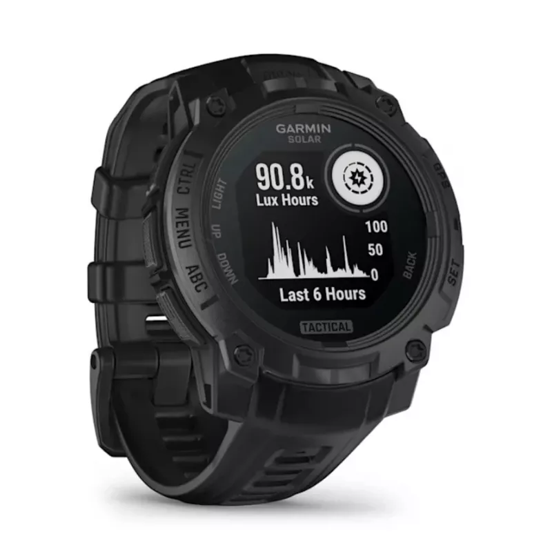 Smartwatch GARMIN Instinct 3 45mm Solar Tactical Edition Melns — 45mm, saules uzlāde, GPS, sirdsdarbības monitors