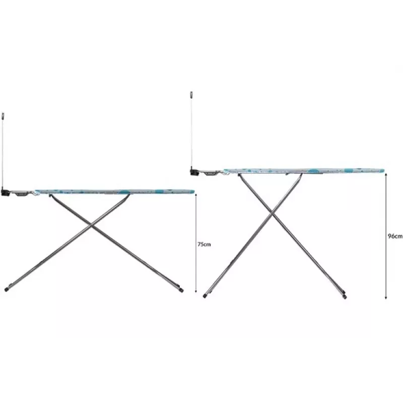 Pilna izmēra gludināmais dēlis Vileda 163316 — 1200x380 mm dēlis, regulējams 75–96 cm, nerūsējošā tērauda kājas, gludekļa turētājs