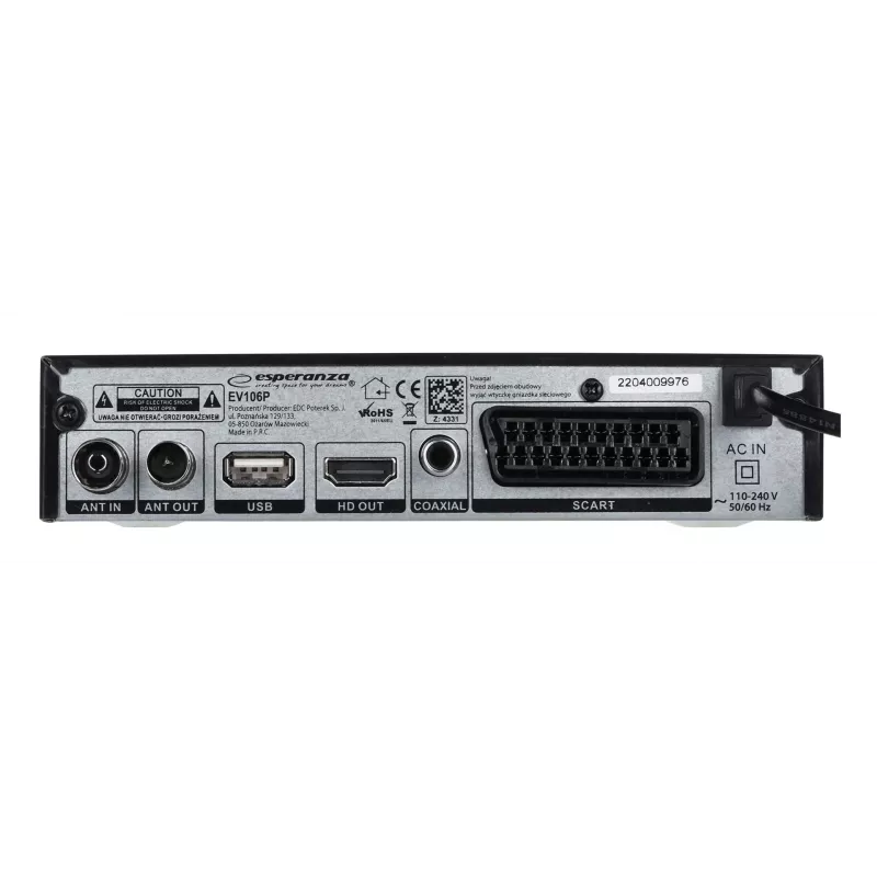 Dekoder Tuner TV DVB-T2 Hevc H.265 kabelis HDMI