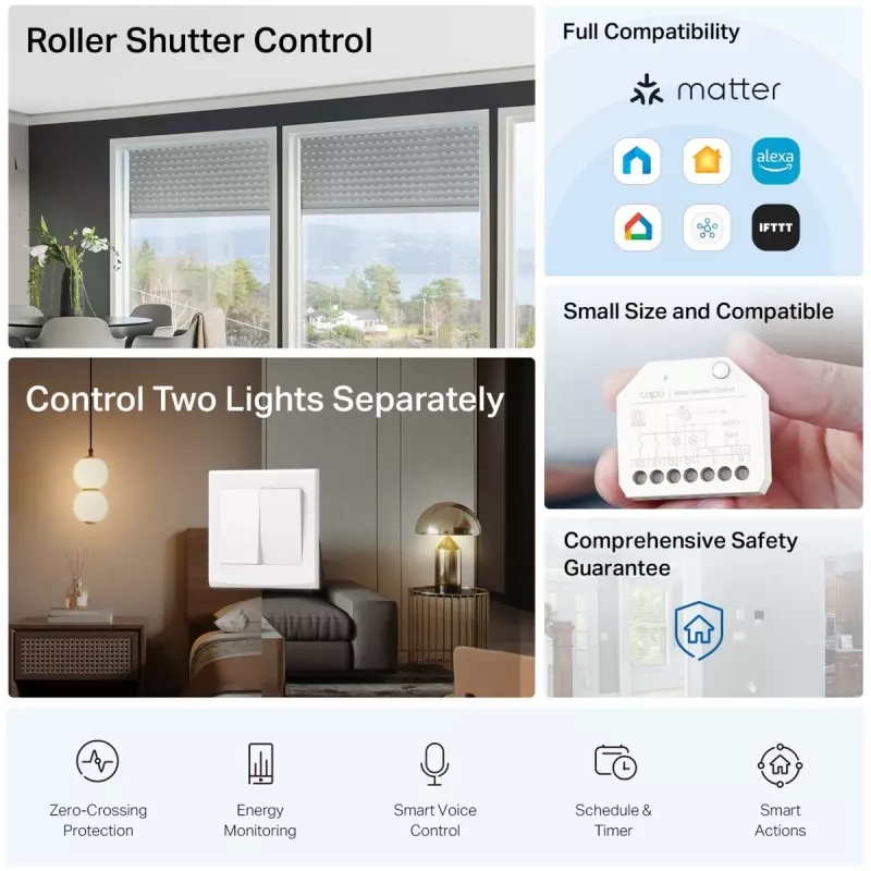 TP-Link Smart Switch Module, komutācijas izpildmehānisms, 7 kanāli, 2400 MHz, balts, maiņstrāva, 150 W