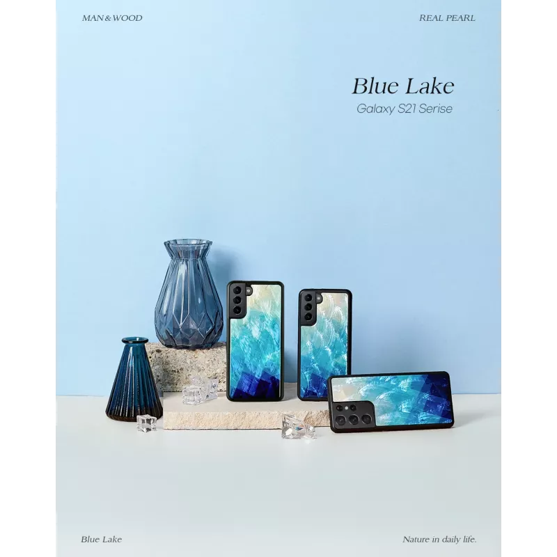 Aizsargājošs tālruņa maciņš iKins Samsung Galaxy S21 — Blue Lake Melns