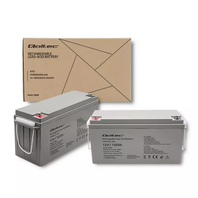 Qoltec 53068 AGM akumulators | 12V | 150Ah | maks. 2250A