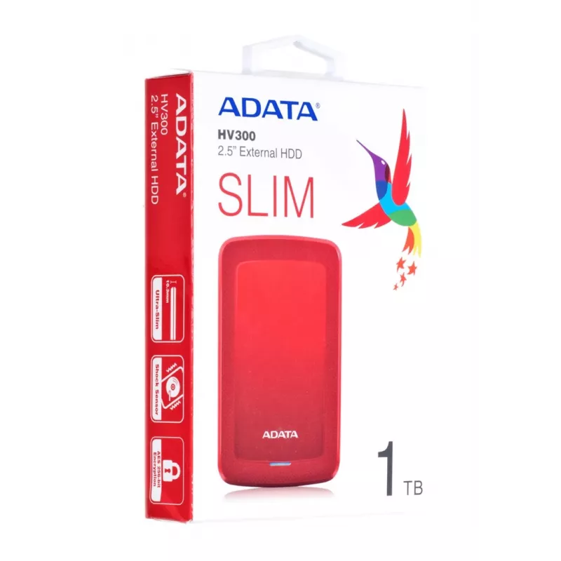 ADATA HV300 ārējais cietais disks 1 TB 2,5 collu USB 3.2 Gen 1 (3.1 Gen 1) sarkans