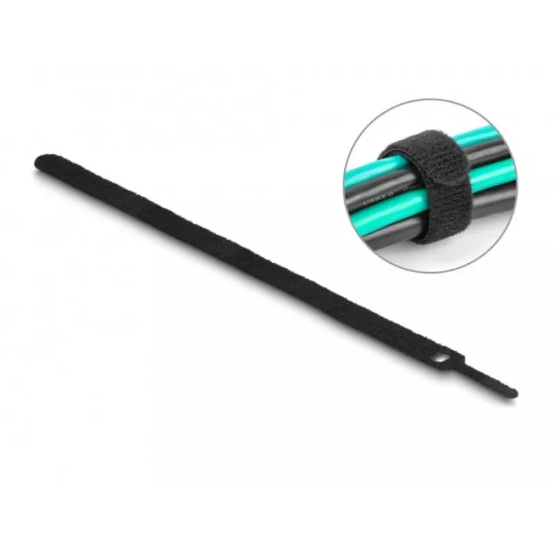 Āķa un cilpas kabeļsaites DeLOCK 19075 300x12mm melnas 10 gab.