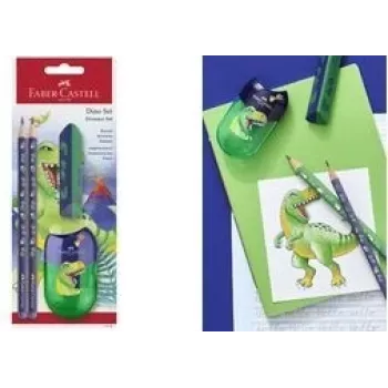 Rakstāmpiederumu komplekts Faber-Castell Dino zaļa 111519 — Faber-Castell rakstāmpiederumu komplekts Dino zaļa