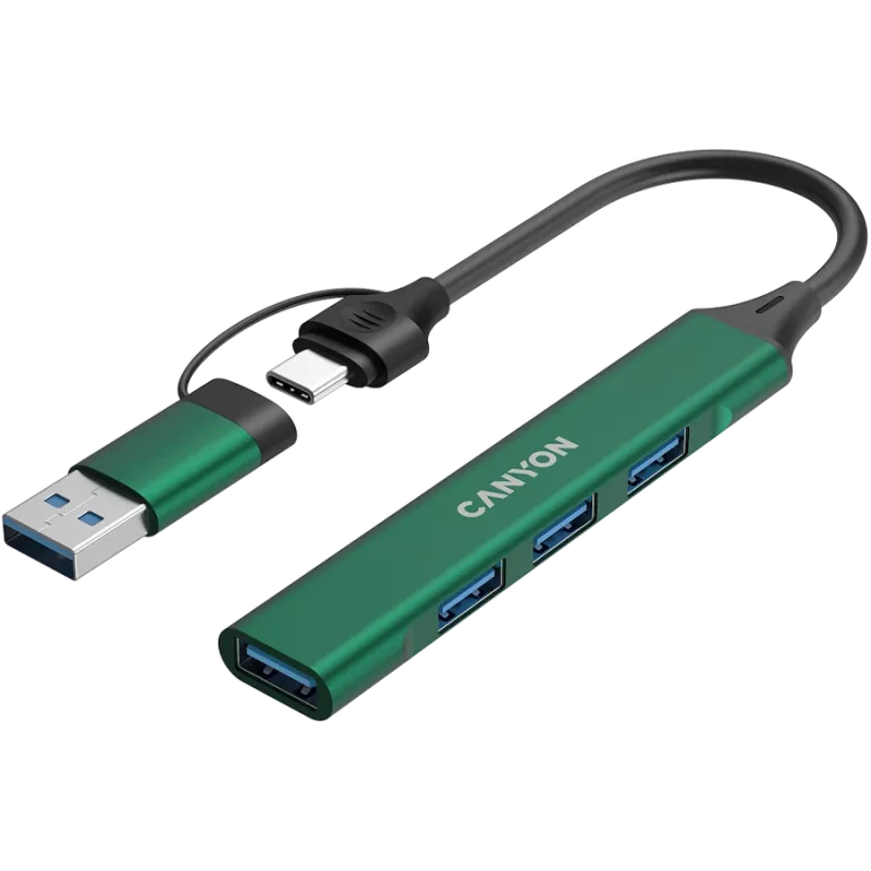 CANYON centrmezgls DS-02 4in1 USB-A/C Zaļš