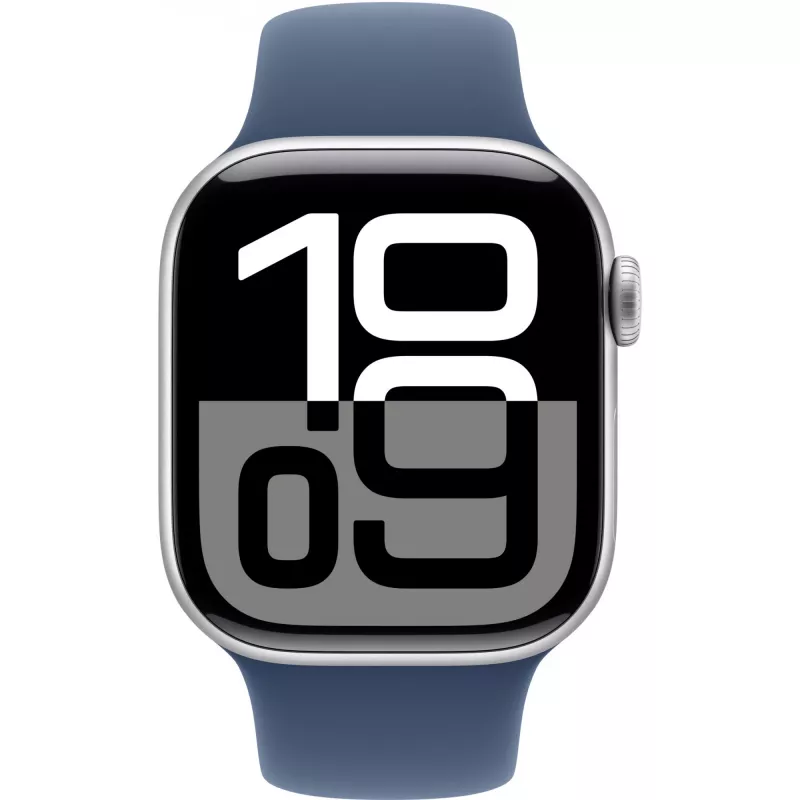 APPLE Watch Series 10 GPS 42mm Sudraba alumīnija korpuss ar Denim Sport Band - S/M