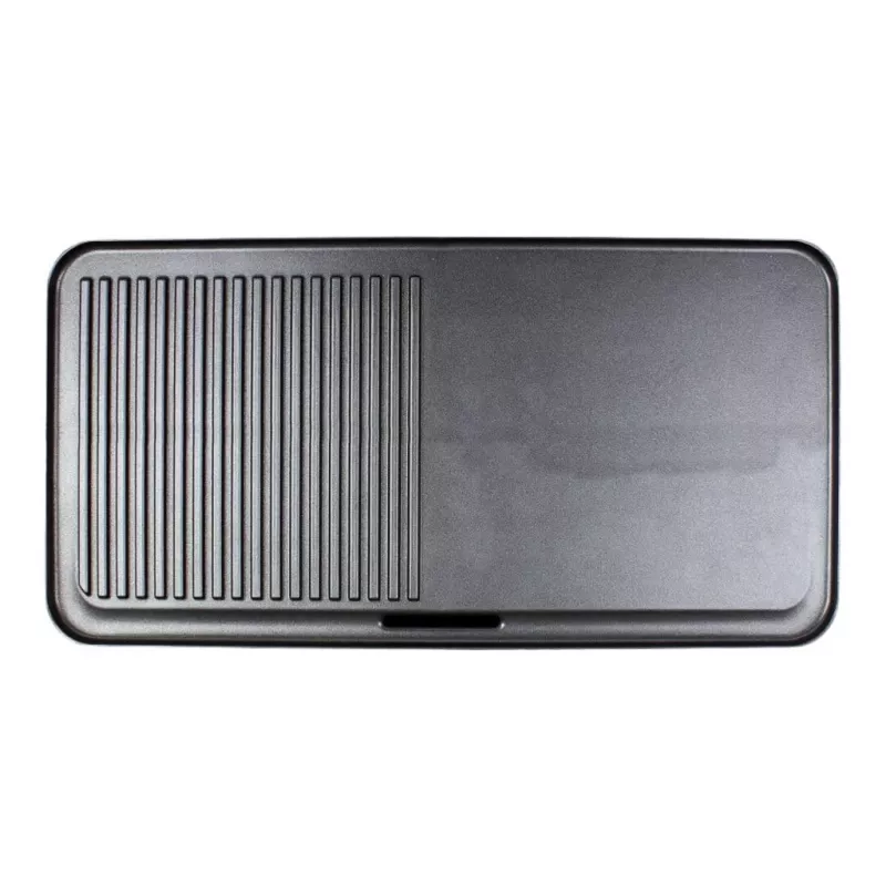 Elektriskais galda grils Rommelsbacher BBQ 2003 — 1900 W, 50×25 cm, rievota + Teppanyaki, regulējams termostats, sudraba/melns