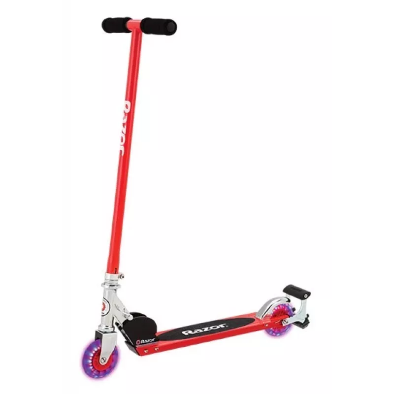 Classic skrejritenis Razor S Spark Sport — tērauda rāmis, salokāms, 2 riteņi, kājas bremze, vecumam 8+, maks. slodze 100 kg, melns/sarkans