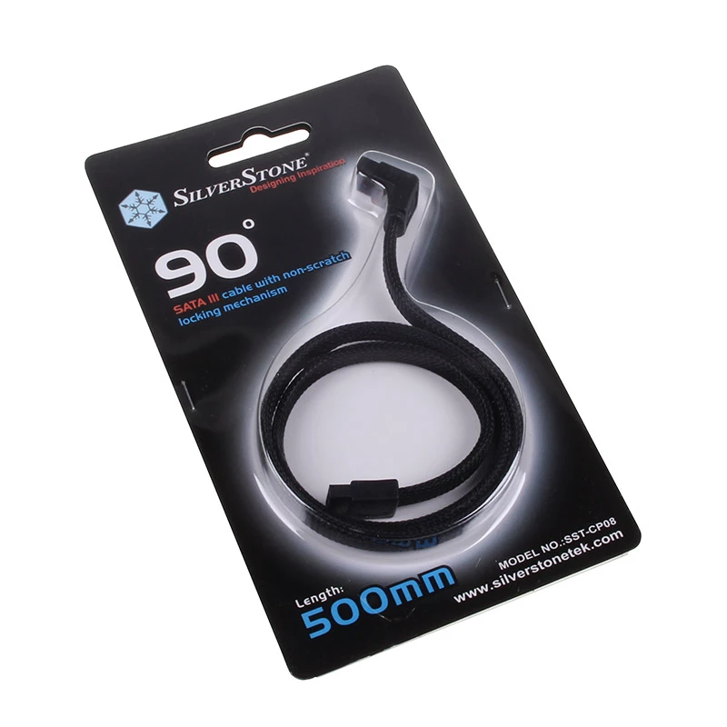 SilverStone SATA III kabelis 50 cm leņķa/taisns - apvalkots melns