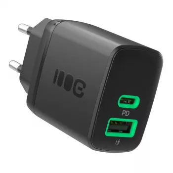 Lādētājs zaļa Cell PowerSource Duo30 – 1× USB-A, 1× USB-C, 3A