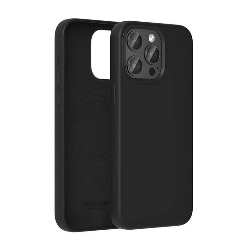 Aizsargājošs silikona maciņš Vention KUFB0-40 iPhone 15 Pro Max — melns, ar mīkstu pieskārienu pārklājumu