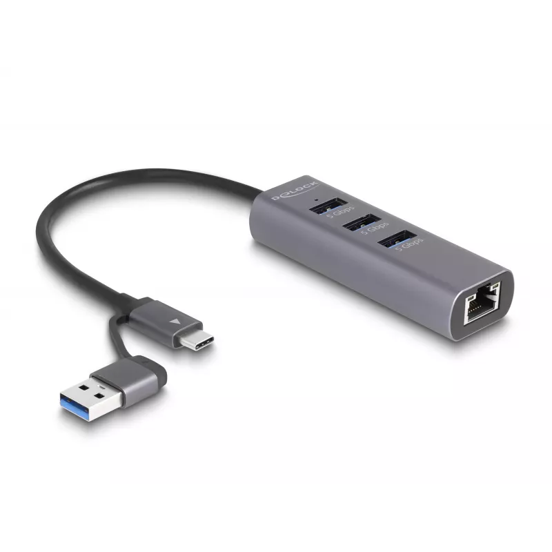 DeLOCK 64282 klēpjdatora dokstacija un portu replikators Vadu USB 3.2 Gen 1 (3.1 Gen 1) Type-C Pelēks (64282)