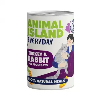 Mitrā kaķu barība Animal Island Everyday — tītara un truša garša, 400 g, pieaugušiem kaķiem, bez graudiem un sojas