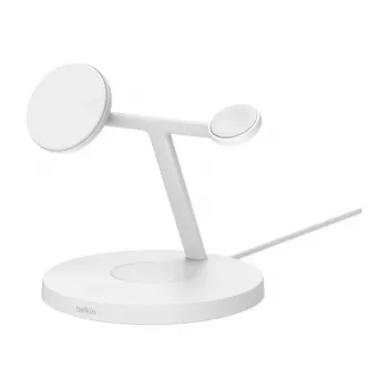 Belkin BoostCharge Pro 3-in-1 bezvadu uzlādes stacija baltā krāsā