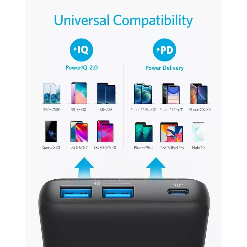 POWER BANK USB 20000MAH Melns/A1365G11 ANKER