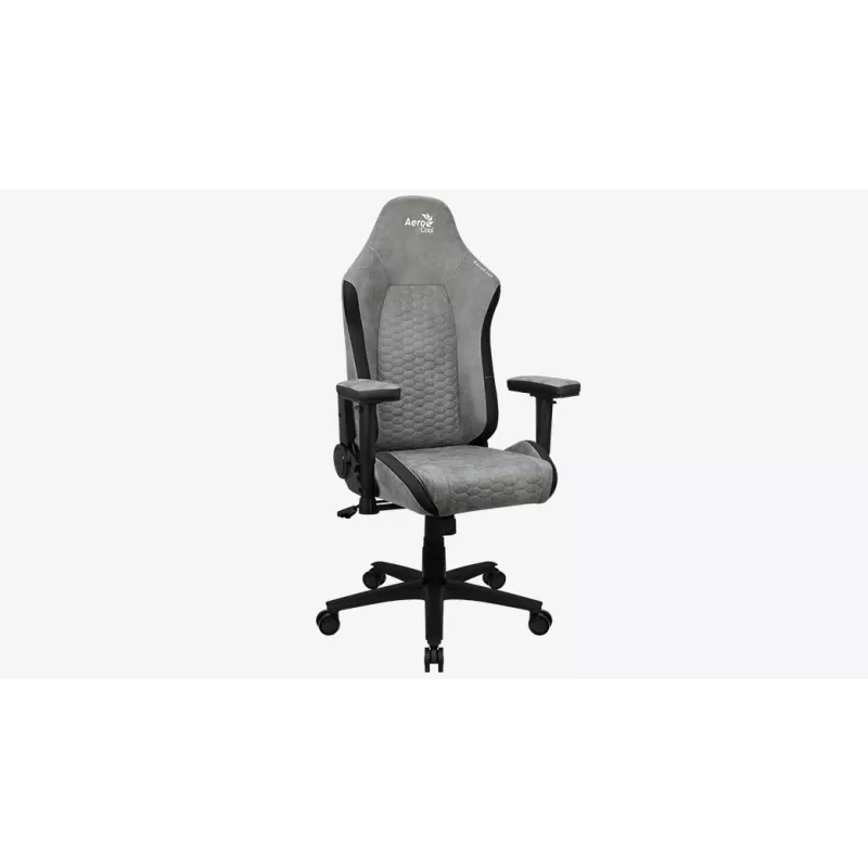 Aerocool Crown AeroSuede universāls spēļu krēsls ar polsterētu sēdekli, akmens pelēks