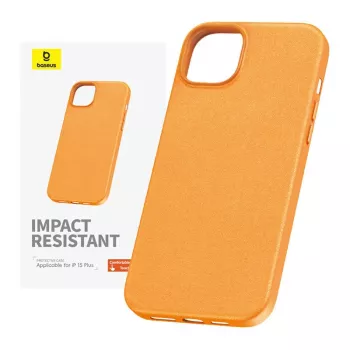 Telefona maciņš iPhone 15 Plus Baseus Fauxther sērija (Oranžs)