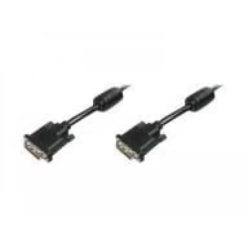 DIGITUS - DVI kabelis - Dual Link - DVI-D (M) - DVI-D (M) - 5,0m - liets, īkšķa skrūves - melns (AK-320101-050-S)