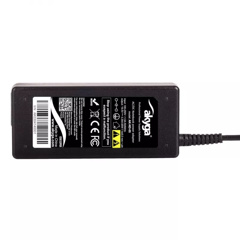 Akyga AK-ND-05 portatīvā datora barošanas adapteris 65W 19.5V 3.34A DELL, 1.2m kabelis, melns
