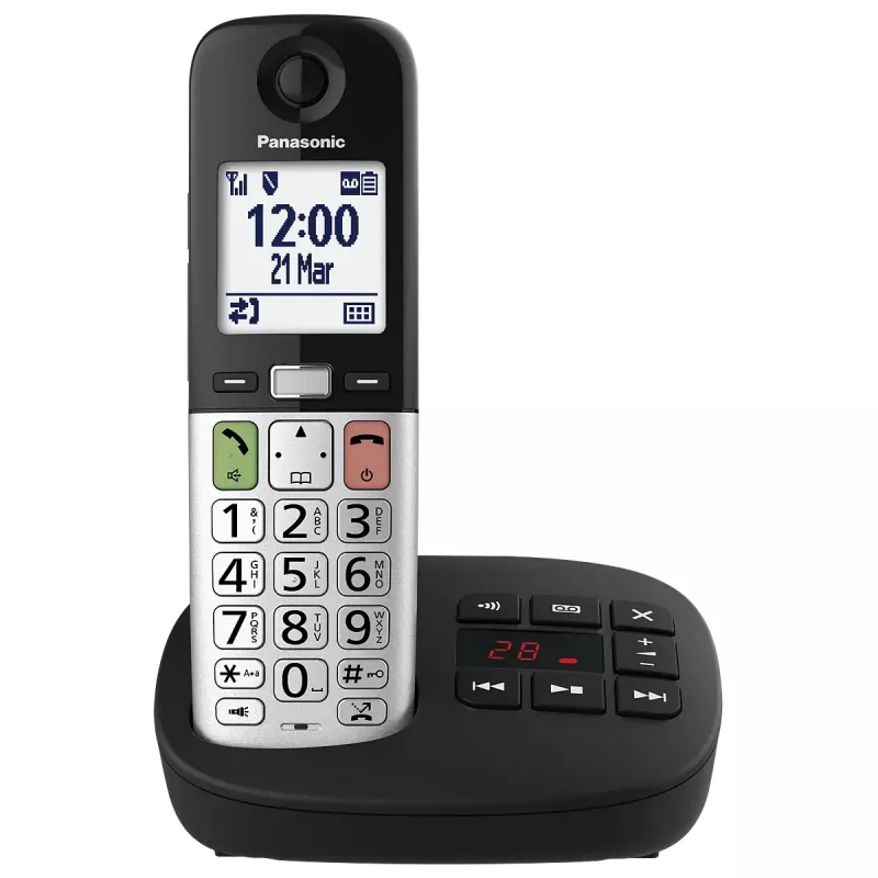 DECT telefons Panasonic KX-TGU430 bezvadu klausule, skaļrunis, zvanītāja ID, 2,4 collu displejs, 1000 ierakstu tālruņu grāmata, pelēks/melns