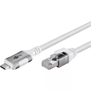 Tīkla kabelis Goobay 74180 USB C RJ-45 Cat6 10 m balts