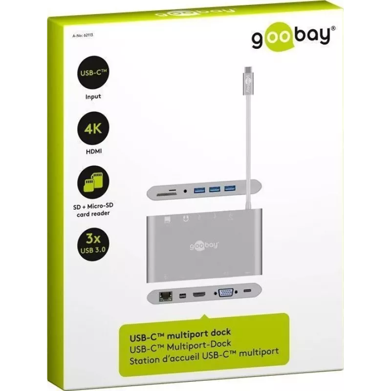 Goobay USB-C™ Multiport-Adapter - All in 1 - Aluminium - Silver (62113)