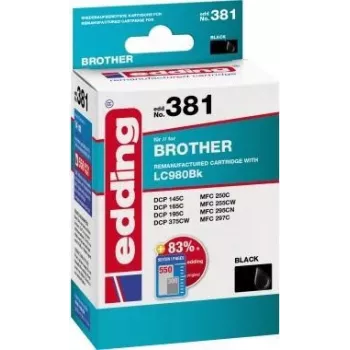 EDDING printera kasetne EDD-381 14 ml Brother LC980 melna REMAN