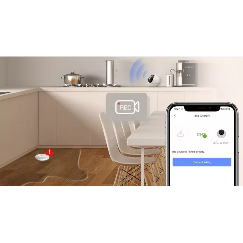 Ūdens detektors EZVIZ T10C Sensmitter Wireless IP67 balts, CR123A baterija, 2400 MHz, 200 m diapazons