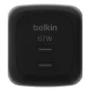 AC iekštelpu ātrais lādētājs Belkin WCH020kqBK, 2× USB-C, universāla savietojamība, strāvas aizsardzība, melns