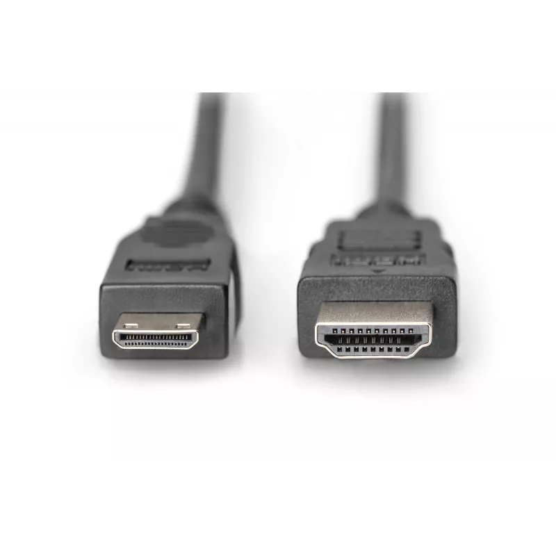 Digitus ASSMANN - video/audio kabelis - HDMI - 30 AWG - Mini-HDMI, 19 kontaktu (V) - HDMI, 19 kontaktu (V) - 3 m - dubulta izolācija - melns (AK-330106-030-S)