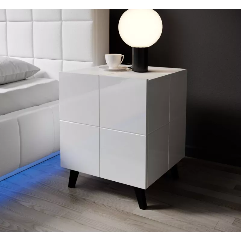 Cama Naktsskapītis REJA balts glancēts/balts glancēts