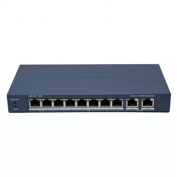 Hikvision DS-3E1310HP-EI(B) tīkla slēdzis pārvaldāms Fast Ethernet (10/100) ar Power over Ethernet (PoE) pelēks
