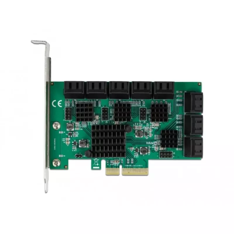 DeLOCK 16 port SATA PCI Express x4 karte 6 Gbit/s zaļa pelēka