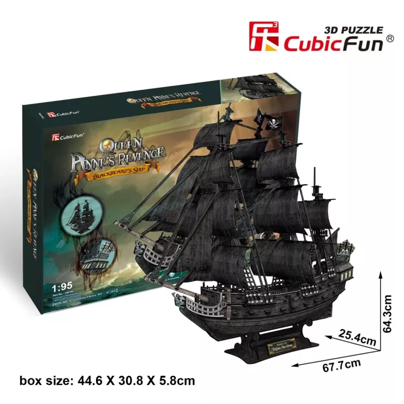 PUZZLE 3D Liels pirātu kuģu komplekts Queen Revenge