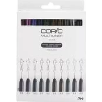 COPIC Multiliner Color smalki uzgaļu pildspalvas, dažādas krāsas, 0,3 mm, 10 gab. (22075620)